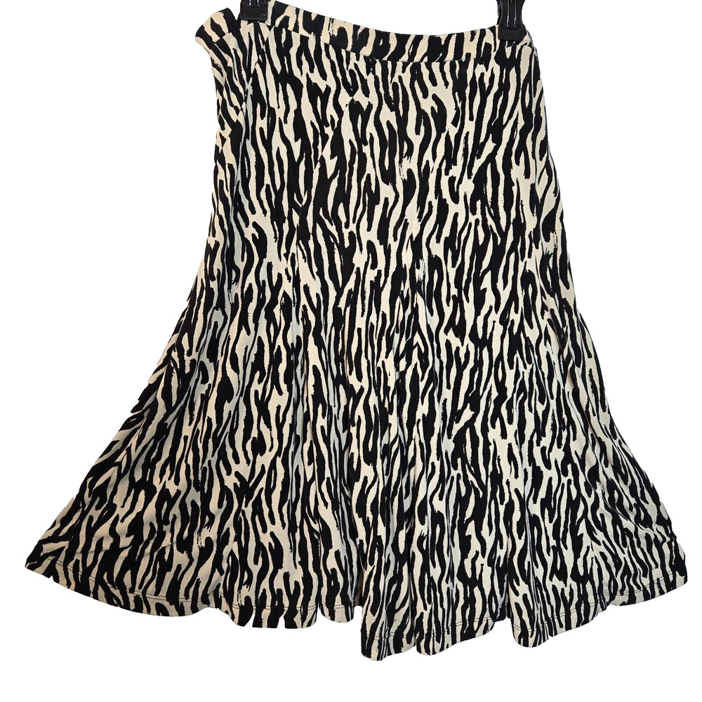 Ideology VTG 1980's Animal Print Flare Skirt Midi Length Elastic Waist Size S